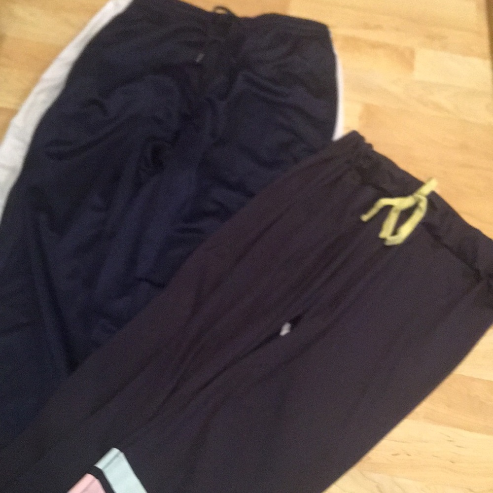 $5 final offer joggers Dark grey pastel stripes and Navy with white stripes